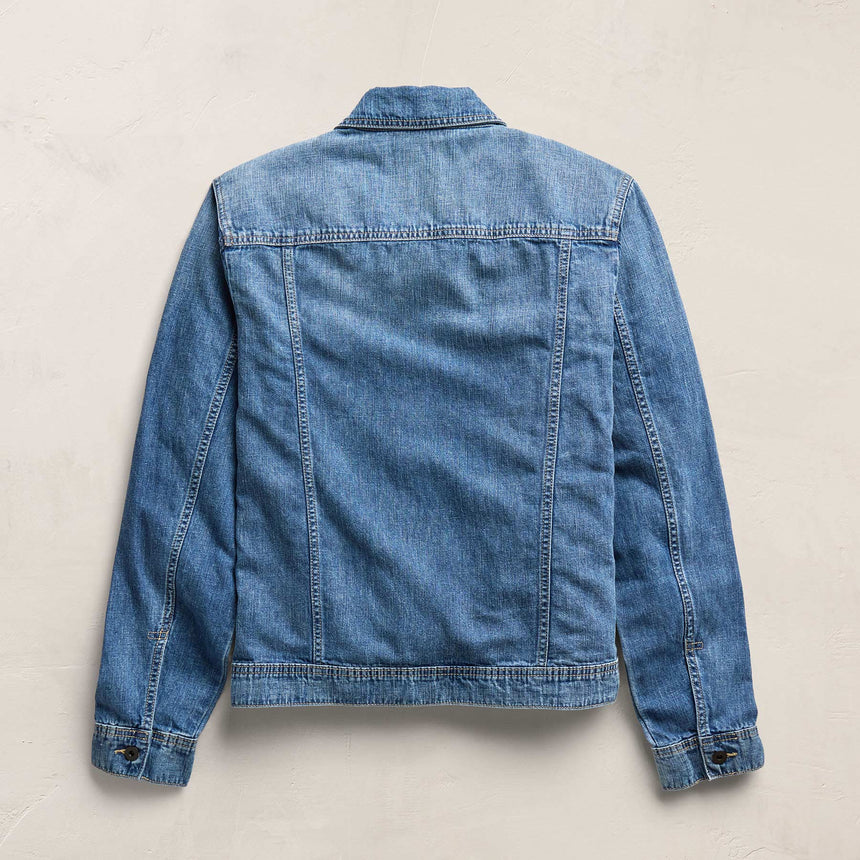 Linen Denim Trucker Jacket in Medium Wash | James Perse Los Angeles