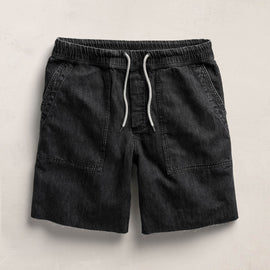 Linen Denim Drawstring Short in Black Wash | James Perse Los Angeles