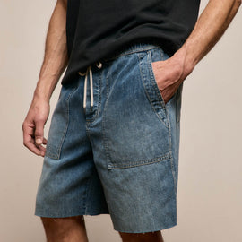 Linen Denim Drawstring Short in Blue Wash | James Perse Los Angeles