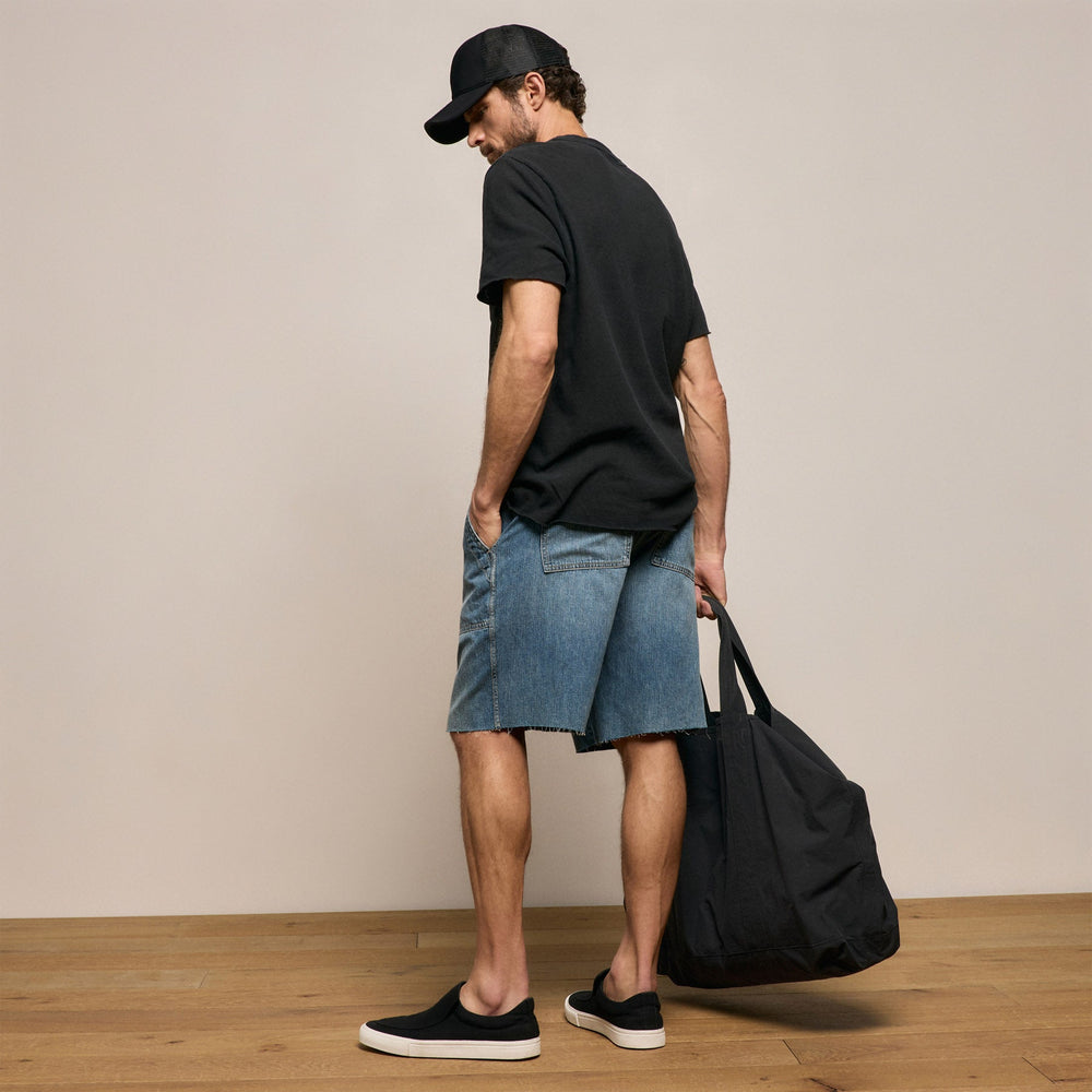 Linen Denim Drawstring Short in Blue Wash | James Perse Los Angeles