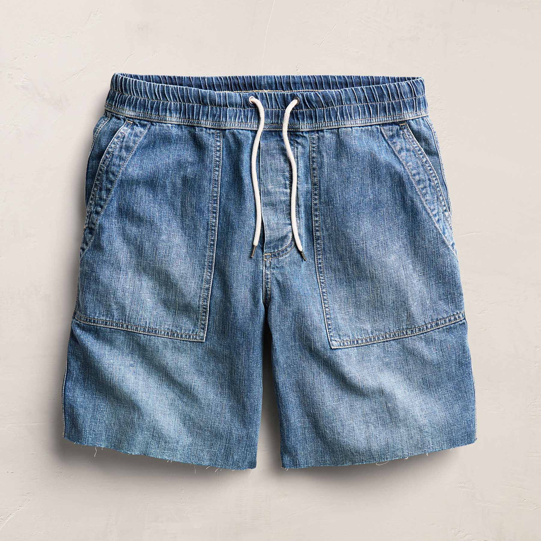 Linen Denim Drawstring Short in Blue Wash | James Perse Los Angeles