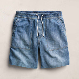 Linen Denim Drawstring Short in Blue Wash | James Perse Los Angeles