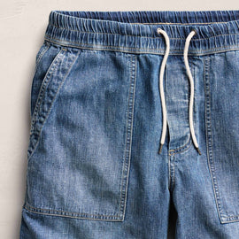 Linen Denim Drawstring Short in Blue Wash | James Perse Los Angeles