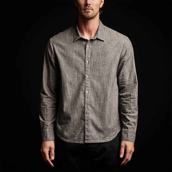 Lightweight Denim Garment Washed Shirt in Grey Denim | James Perse Los Angeles