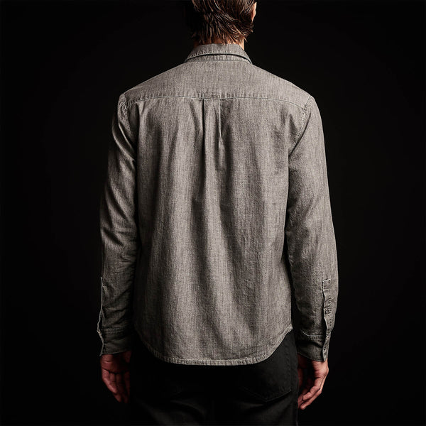 Lightweight Denim Garment Washed Shirt in Grey Denim | James Perse Los Angeles