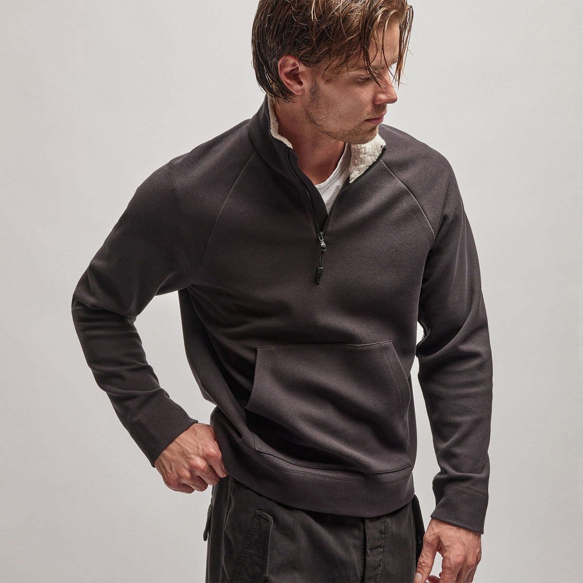 Sherpa Lined Scuba Half Zip in Magma | James Perse Los Angeles