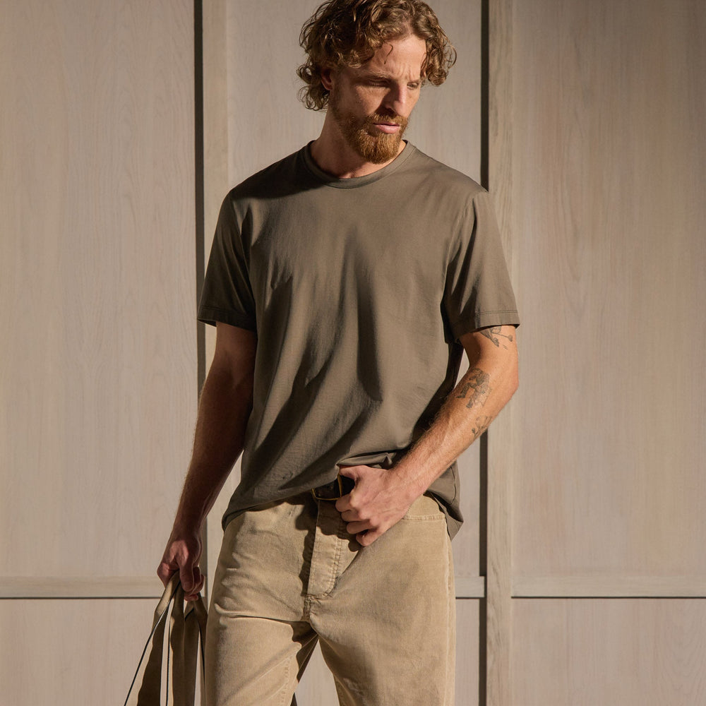 Lotus Jersey Double Ply Crew in Army Green | James Perse Los Angeles