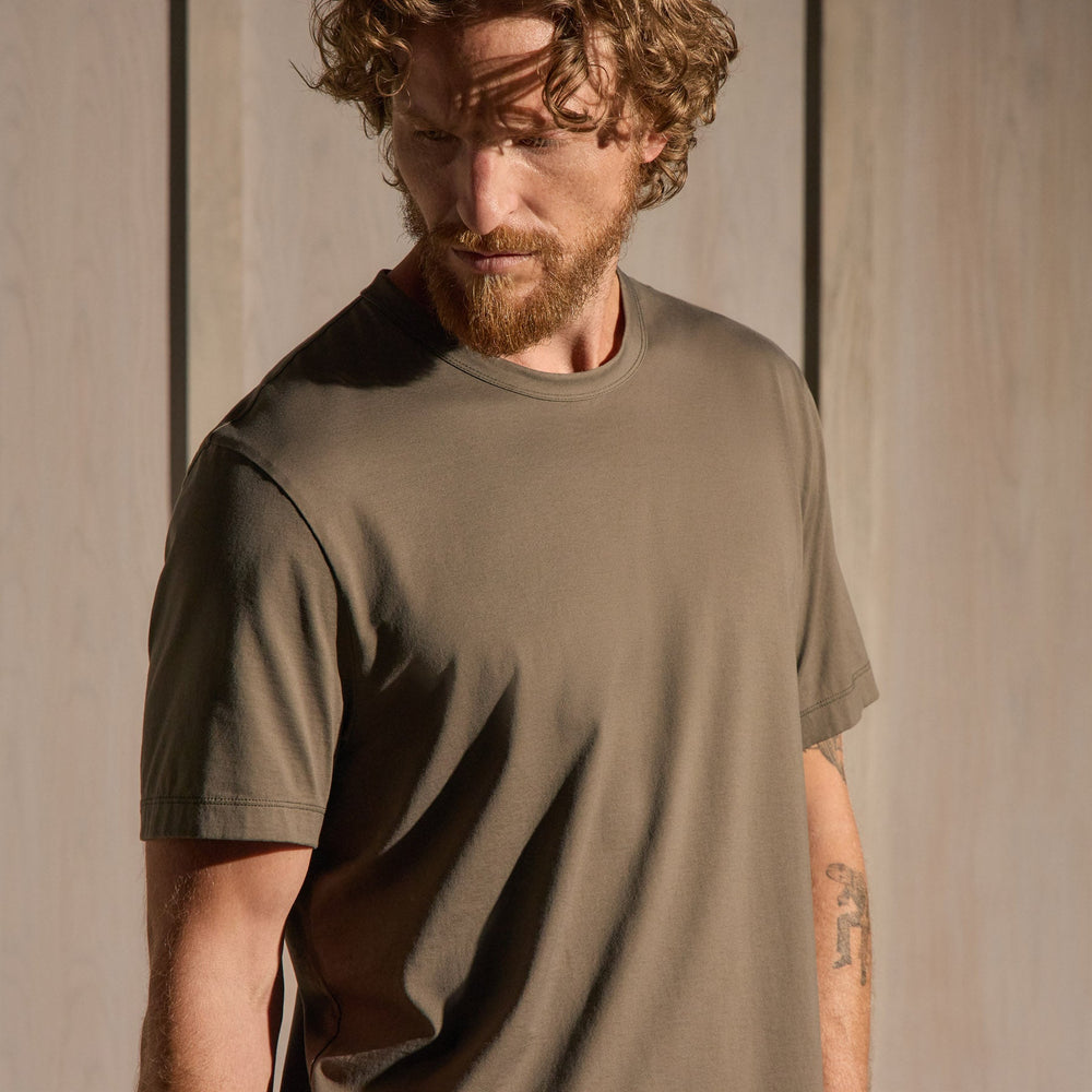 Lotus Jersey Double Ply Crew in Army Green | James Perse Los Angeles