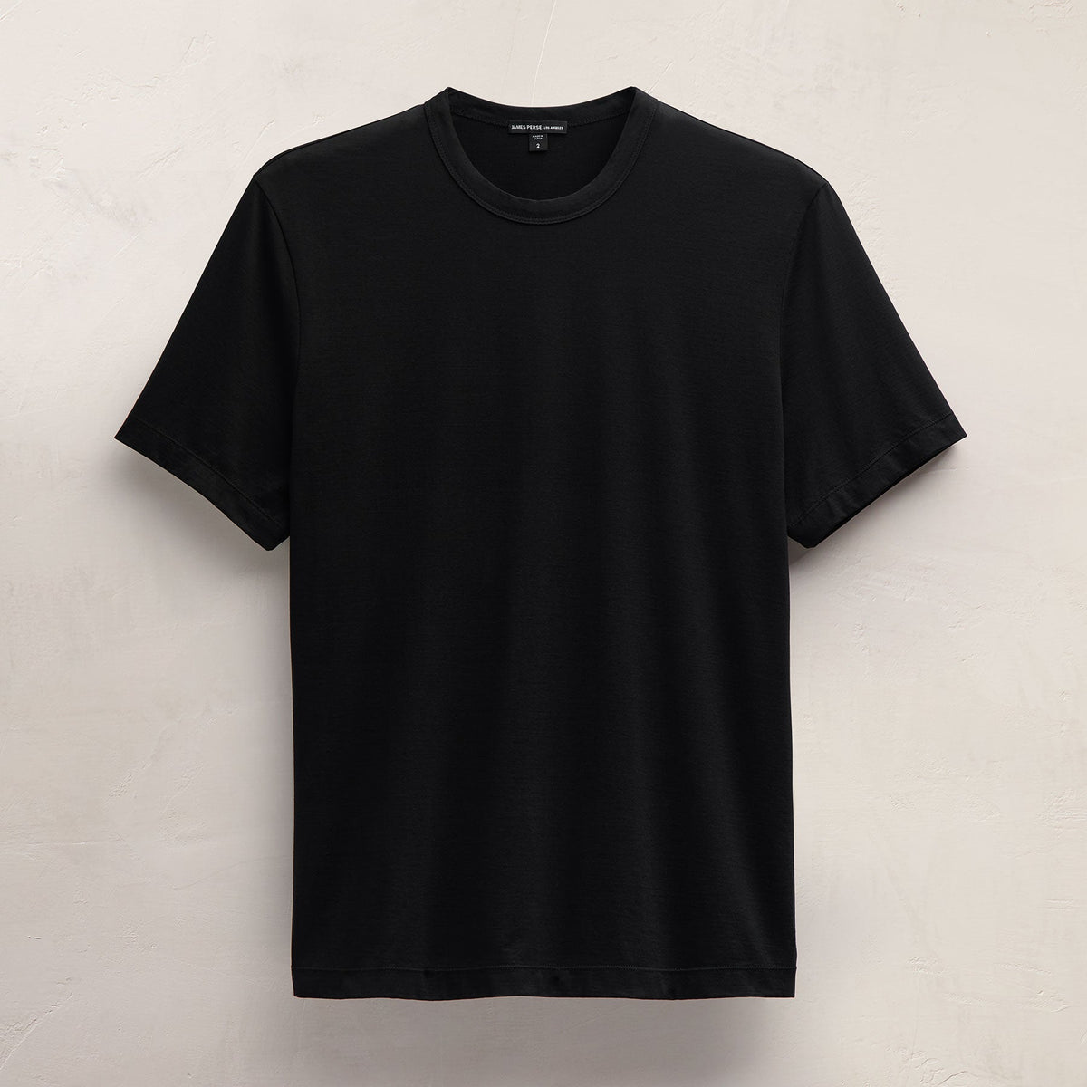 Double Ply Lotus Jrsy Short Sleeve Crew in Black | James Perse Los Angeles