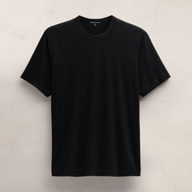Double Ply Lotus Jrsy Short Sleeve Crew in Black | James Perse Los Angeles FLAT
