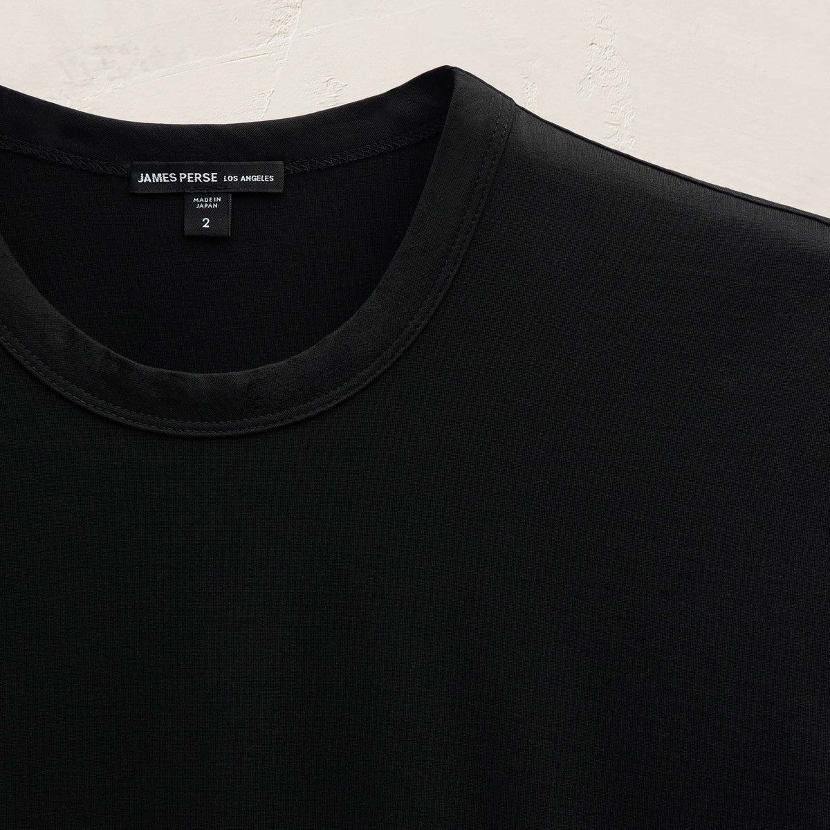 Double Ply Lotus Jrsy Short Sleeve Crew in Black | James Perse Los Angeles