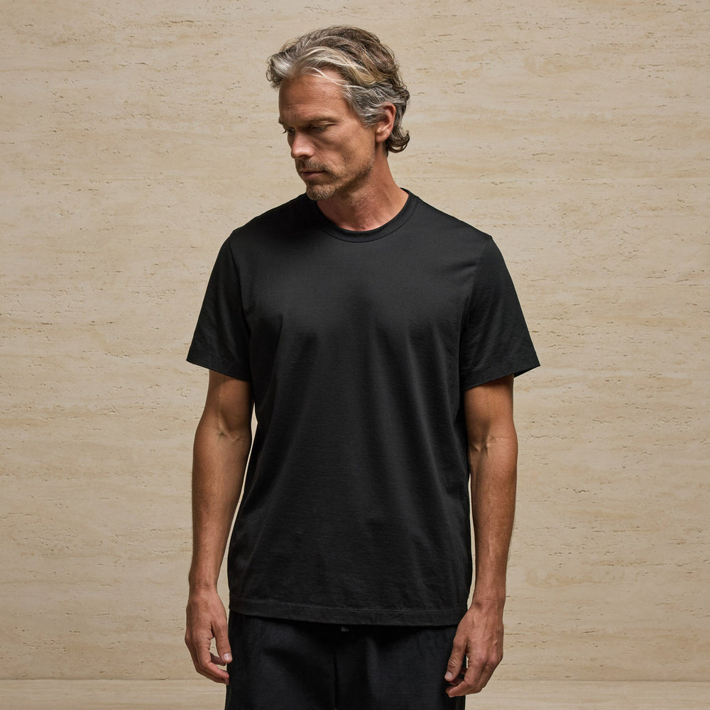 Lotus Jersey Double Ply Crew in Black | James Perse Los Angeles