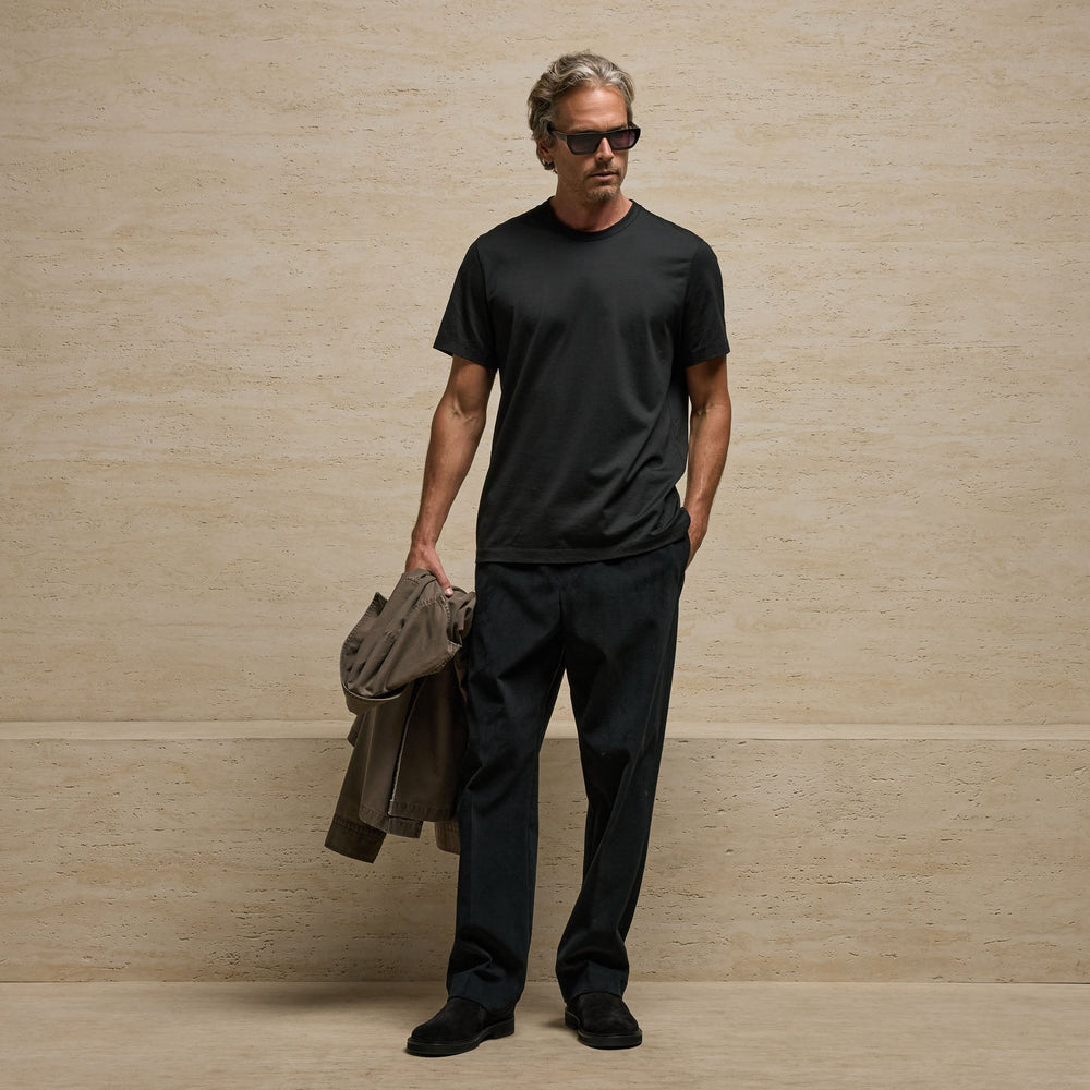 Lotus Jersey Double Ply Crew in Black | James Perse Los Angeles