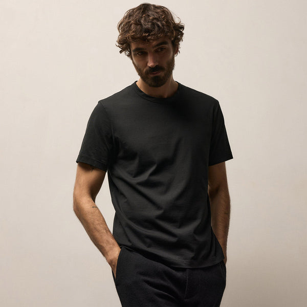 Lotus Jersey Double Ply Crew in Black | James Perse Los Angeles