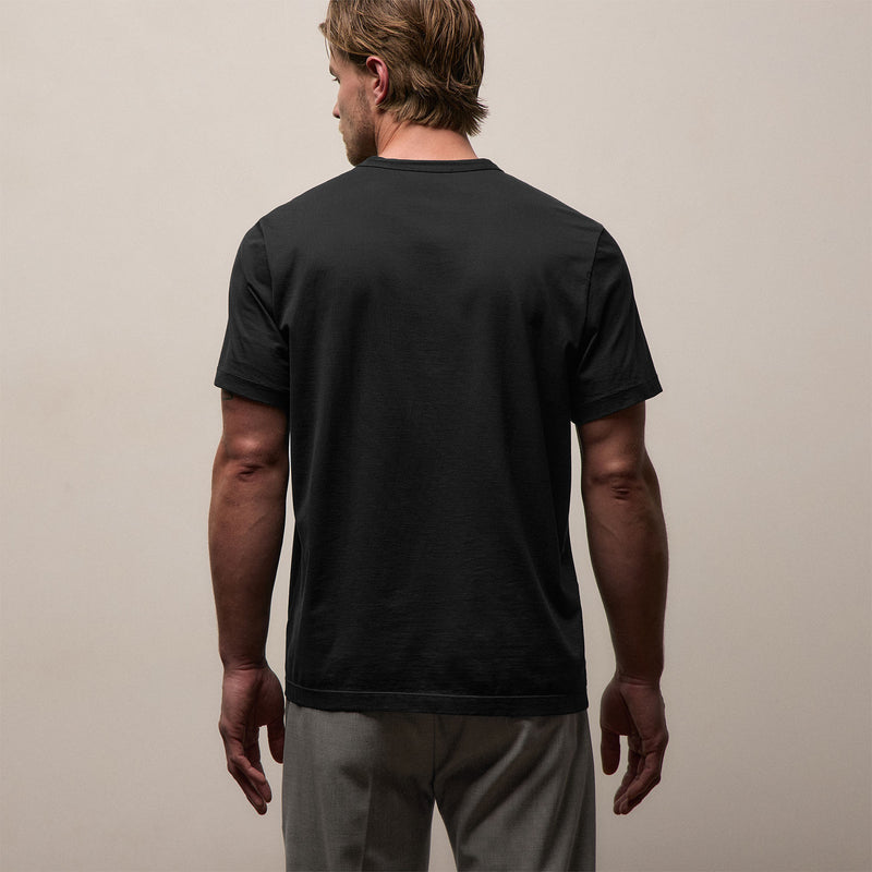 Double Ply Lotus Jrsy Short Sleeve Crew in Black | James Perse Los Angeles