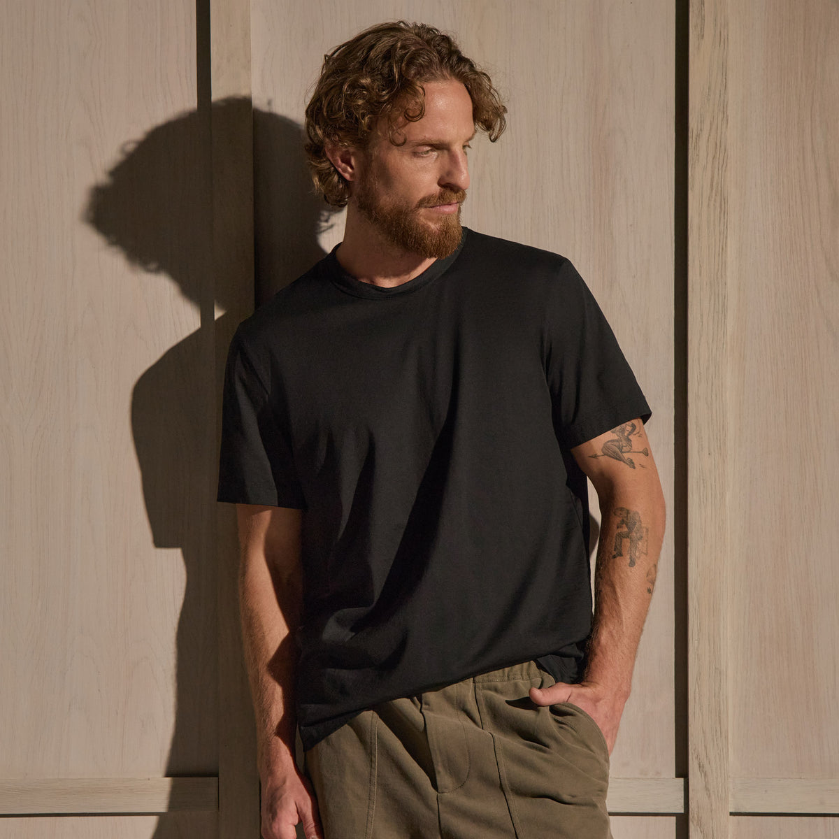 Lotus Jersey Double Ply Crew - Black