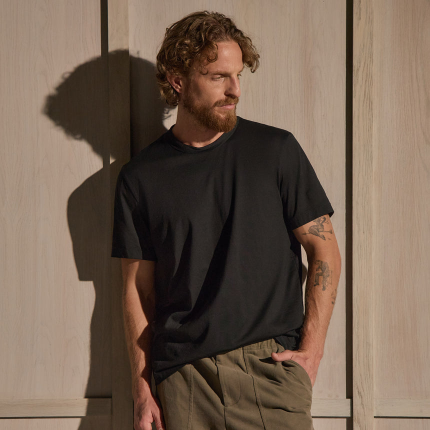Lotus Jersey Double Ply Crew - Black