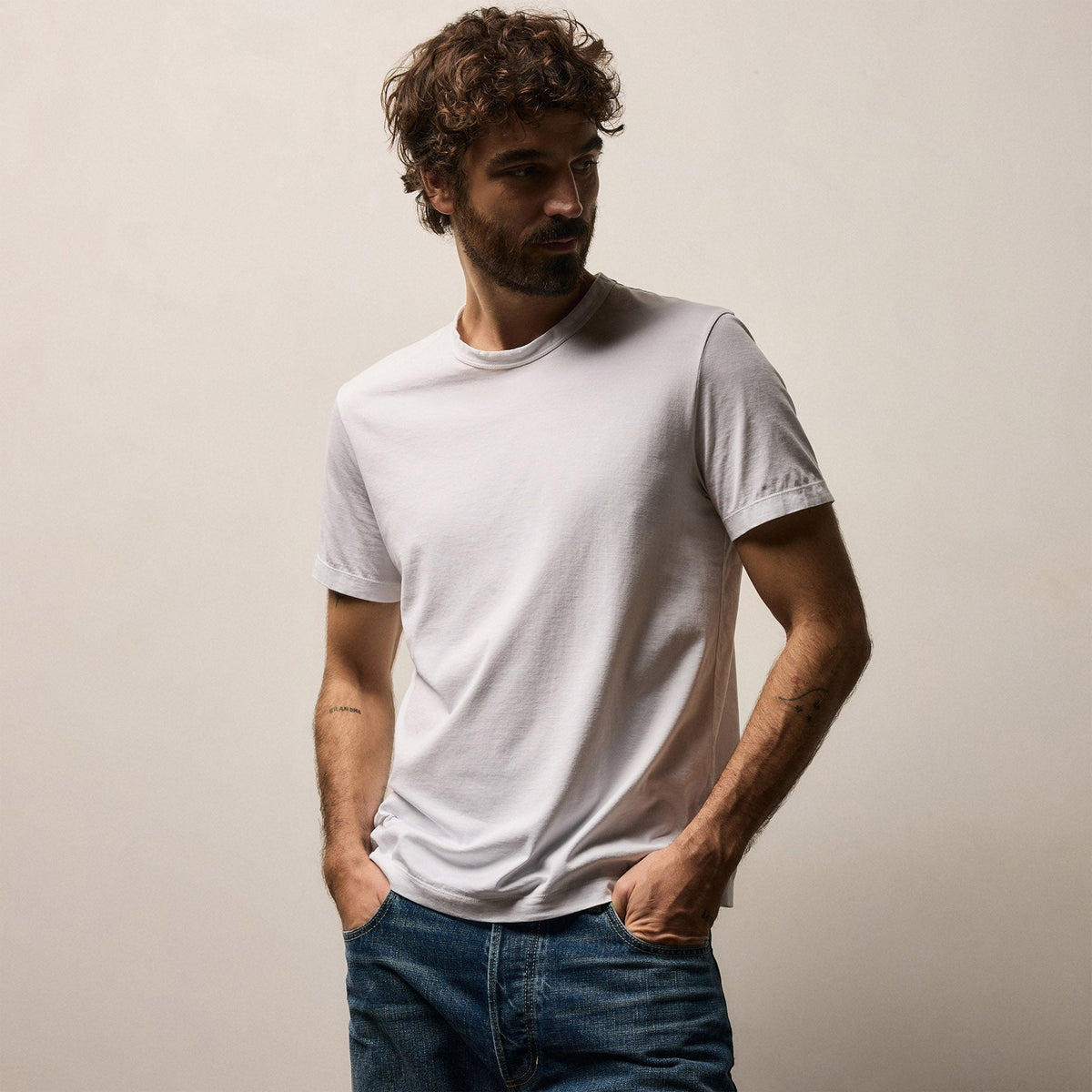 Lotus Jersey Double Ply Crew in White | James Perse Los Angeles