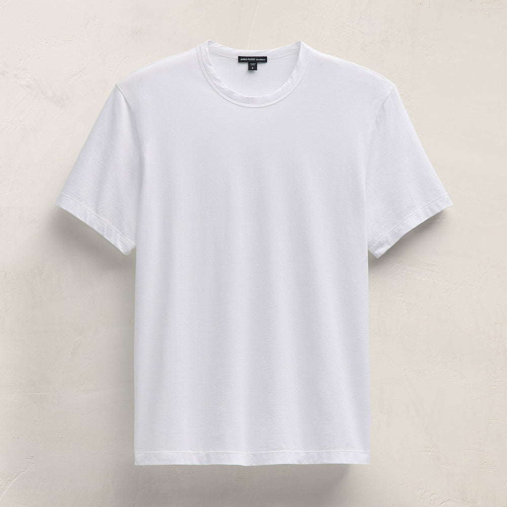 Double Ply Lotus Jrsy Short Sleeve Crew in White | James Perse Los Angeles
