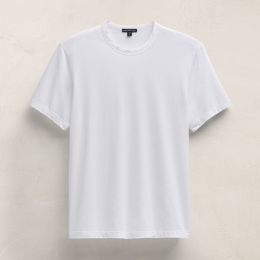 Double Ply Lotus Jrsy Short Sleeve Crew in White | James Perse Los Angeles