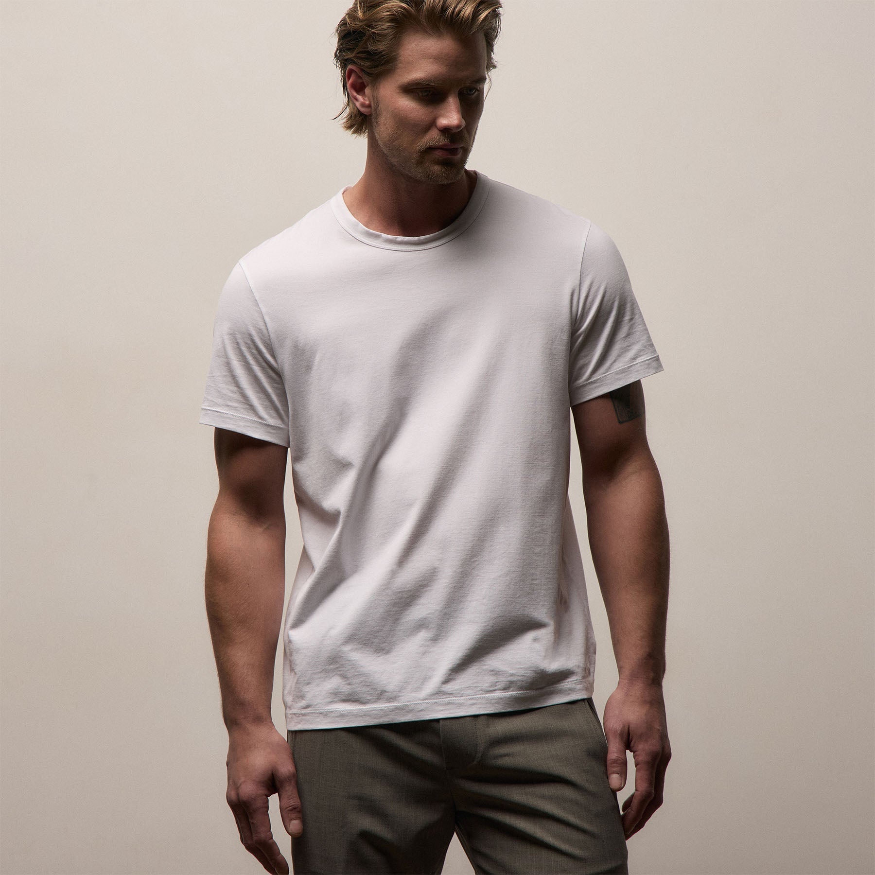 Lotus Jersey Double Ply Crew in White | James Perse Los Angeles