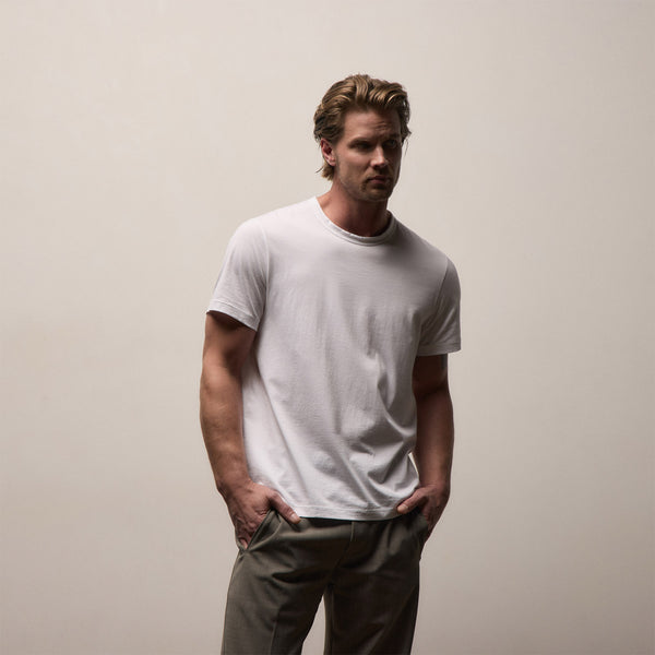 Lotus Jersey Double Ply Crew in White | James Perse Los Angeles