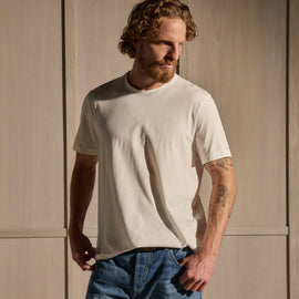 Lotus Jersey Double Ply Crew - White