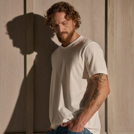 Lotus Jersey Double Ply Crew - White