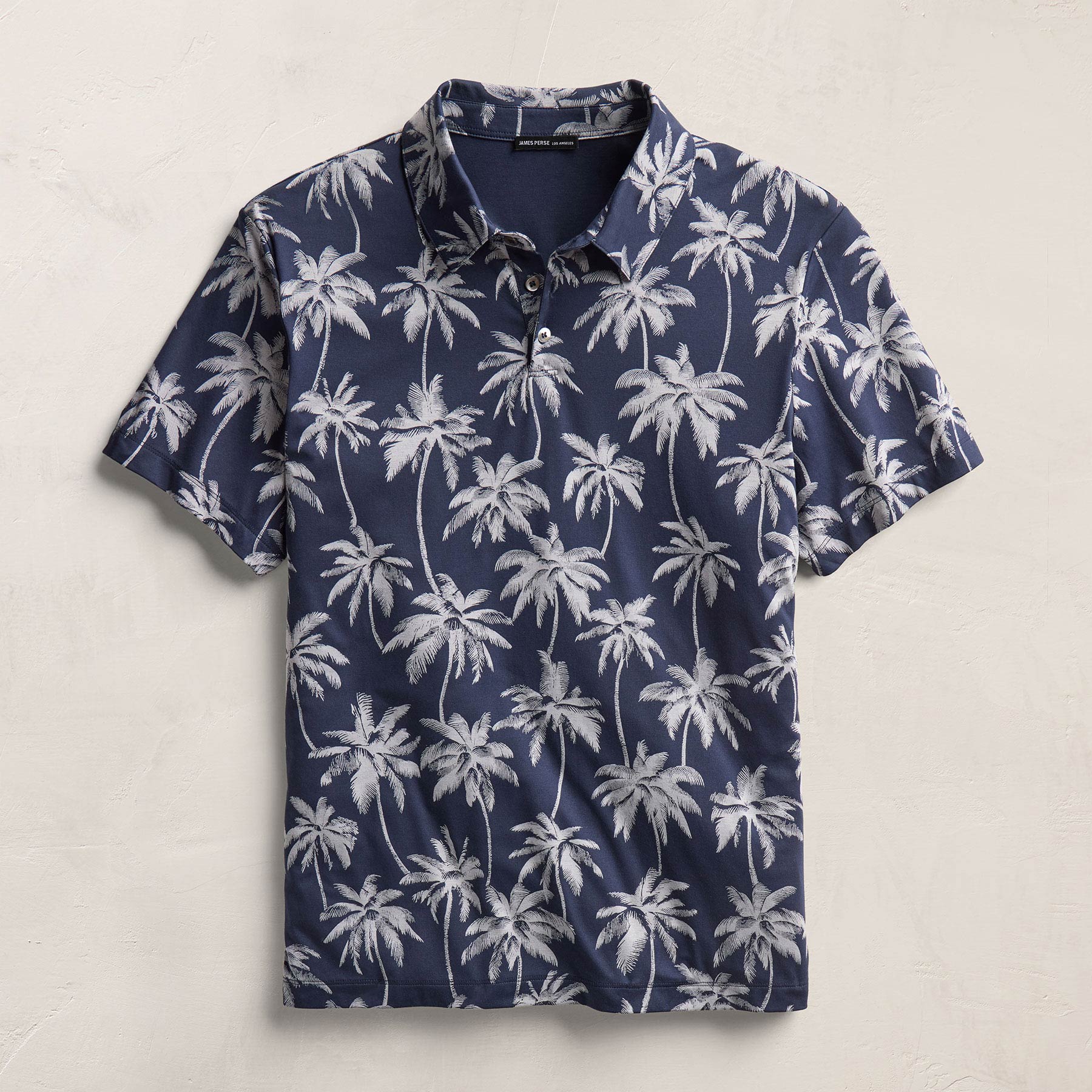 Palm Print Performance Pique Polo in Navy Print | James Perse Los Angeles