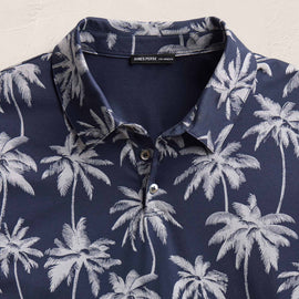 Palm Print Performance Pique Polo in Navy Print | James Perse Los Angeles