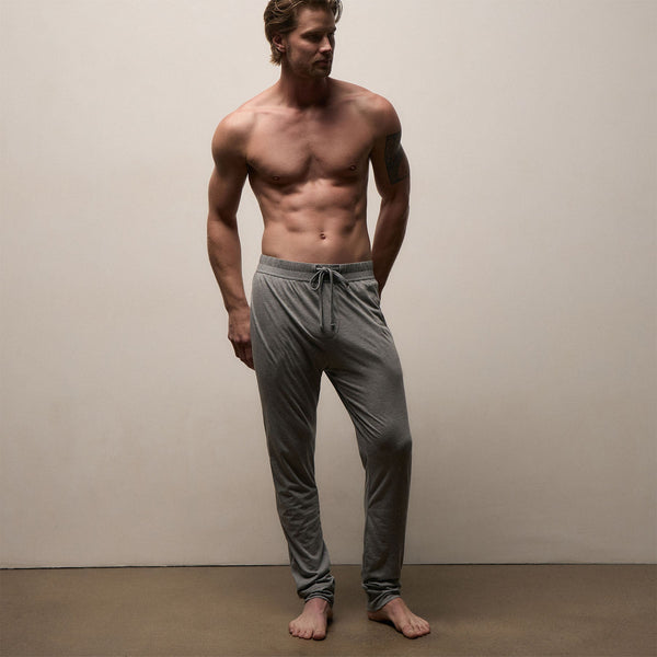 Luxe Lotus Jersey Tapered Lounge Pant in Heather Grey | James Perse Los Angeles