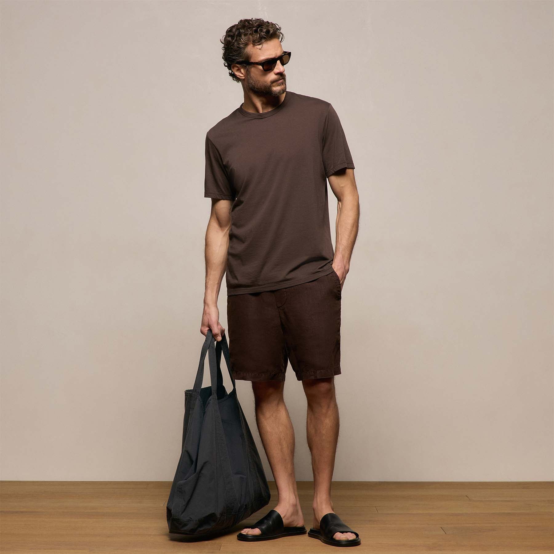 Luxe Lotus Jersey Tee in Bark | James Perse Los Angeles