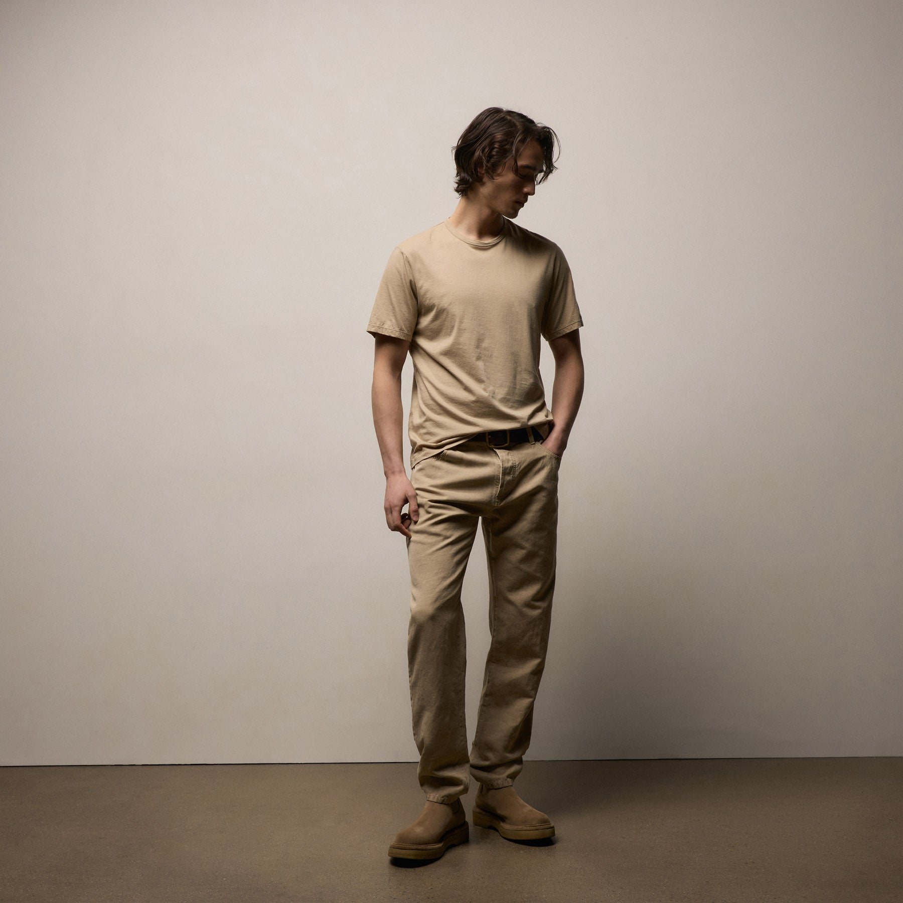 Luxe Lotus Jersey Tee in Light Khaki | James Perse Los Angeles