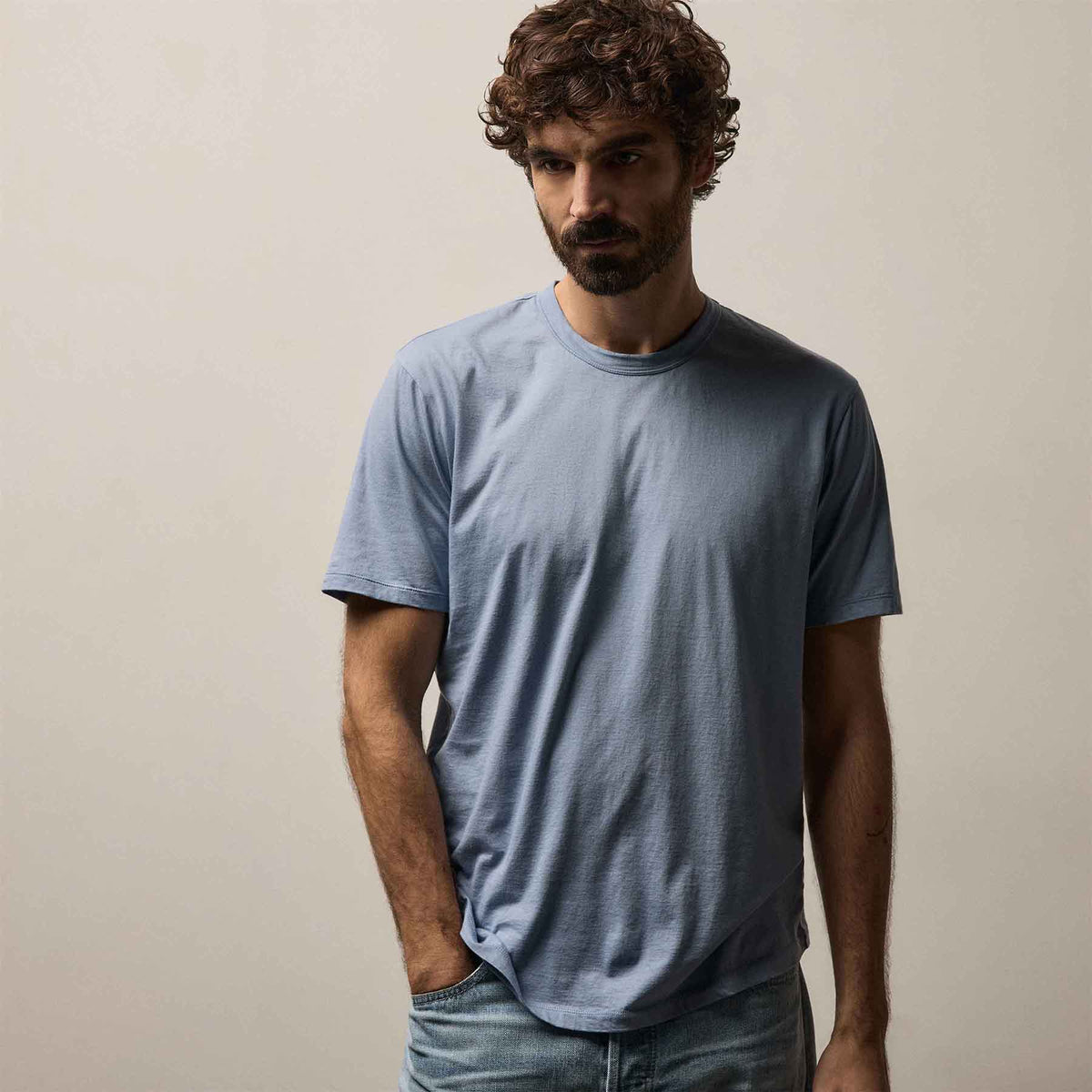 Luxe Lotus Jersey Tee in Ocean | James Perse Los Angeles