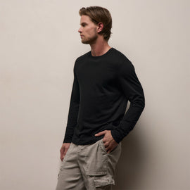 Luxe Lotus Jersey Long Sleeve in Black | James Perse Los Angeles