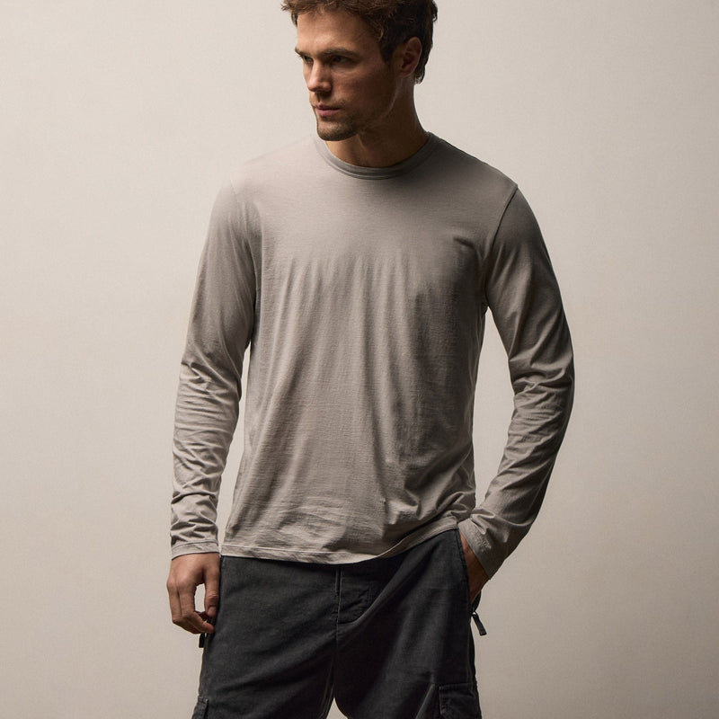 Luxe Lotus Jersey Crew in Fog | James Perse Los Angeles