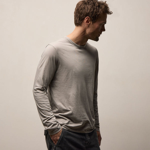 Luxe Lotus Jersey Crew in Fog | James Perse Los Angeles