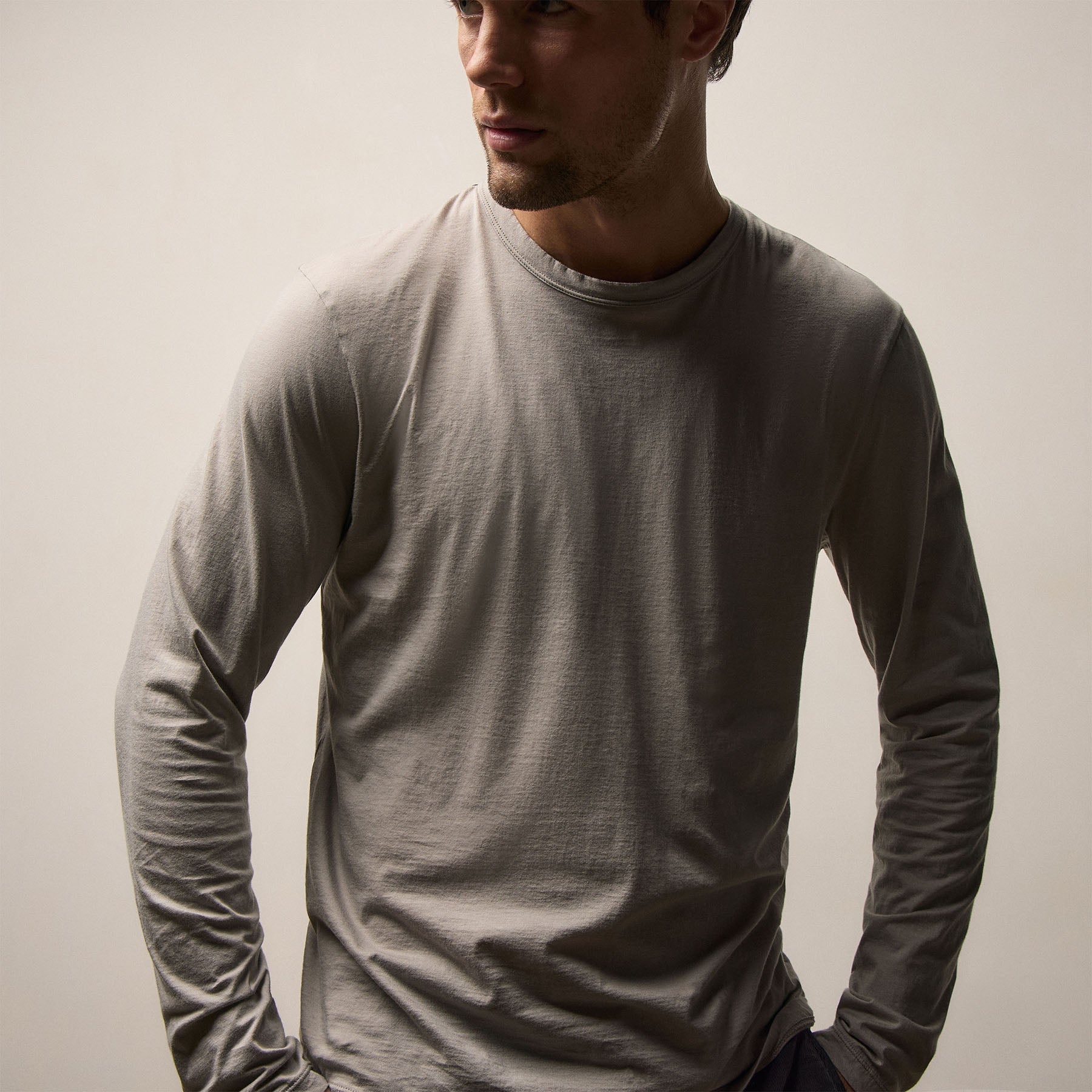 Luxe Lotus Jersey Crew in Fog | James Perse Los Angeles