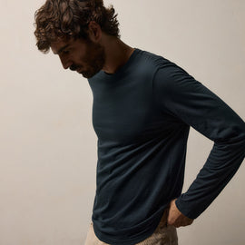 Luxe Lotus Jersey Crew in French Navy | James Perse Los Angeles