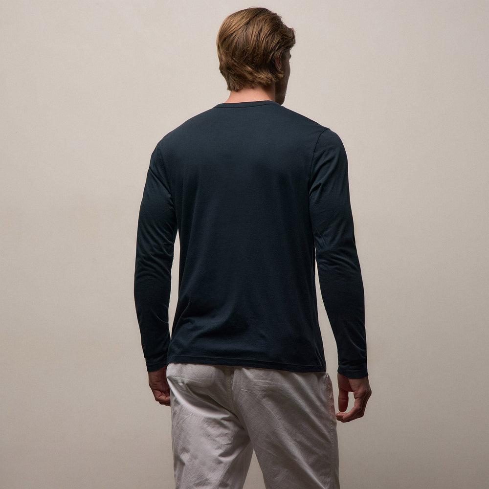 Luxe Lotus Jersey Long Sleeve in French Navy | James Perse Los Angeles