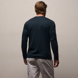 Luxe Lotus Jersey Long Sleeve in French Navy | James Perse Los Angeles