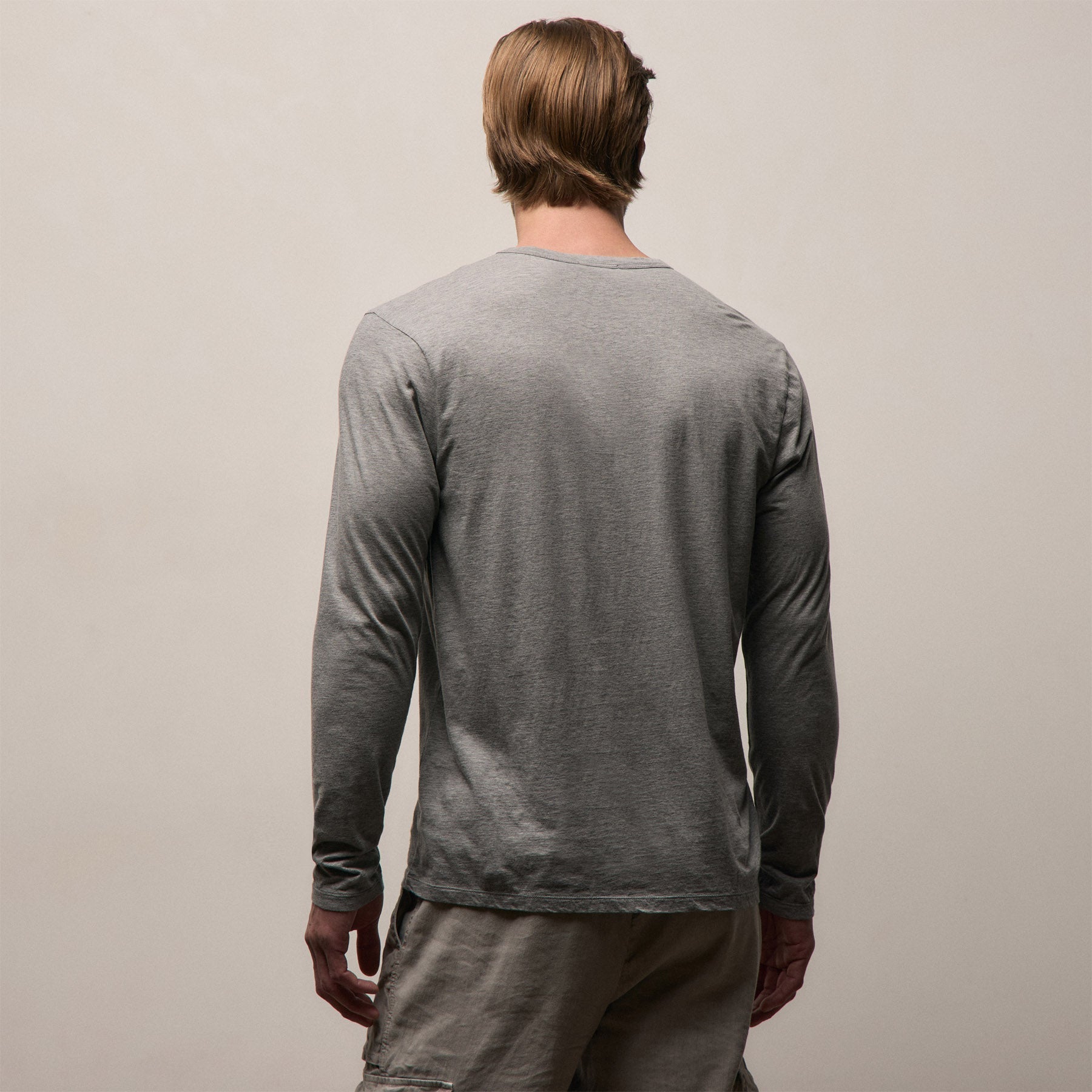 Luxe Lotus Jersey Long Sleeve in Heather Grey | James Perse Los Angeles