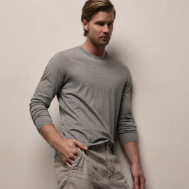 Luxe Lotus Jersey Long Sleeve in Heather Grey | James Perse Los Angeles