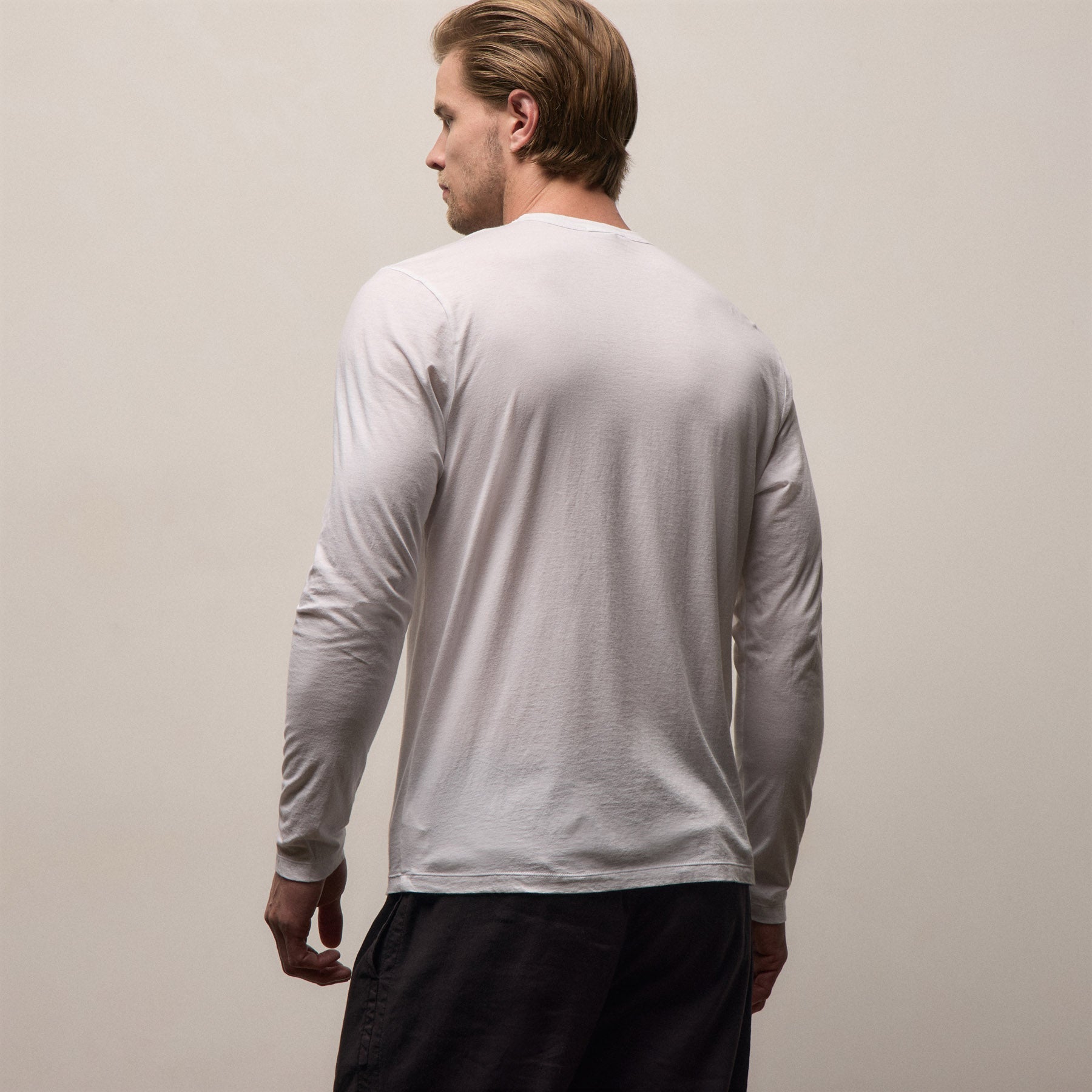 Luxe Lotus Jersey Long Sleeve in White | James Perse Los Angeles