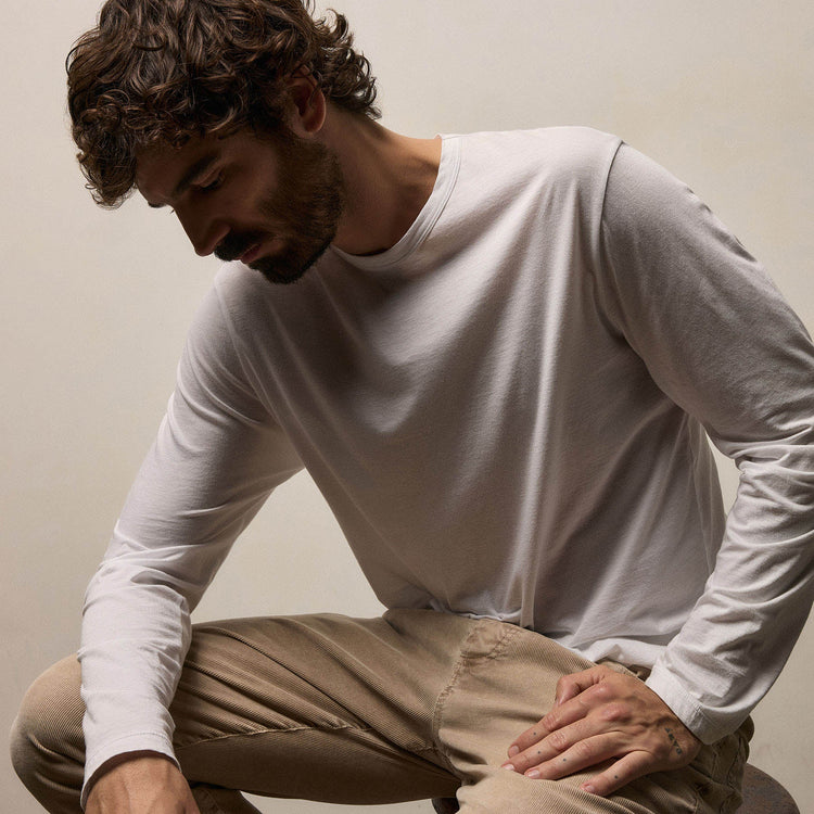 Luxe Lotus Jersey Crew in White | James Perse Los Angeles