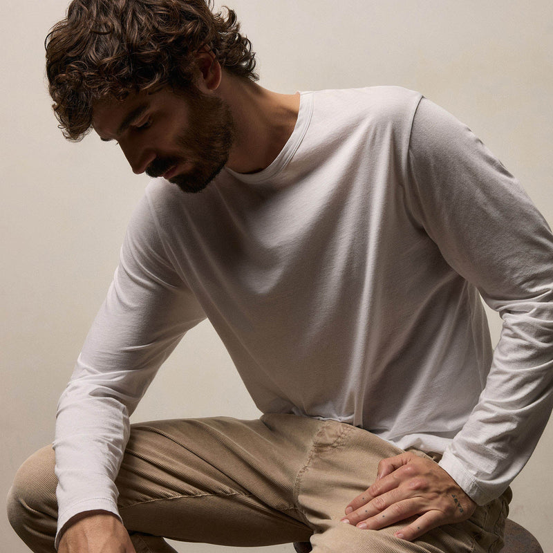 Luxe Lotus Jersey Crew in White | James Perse Los Angeles