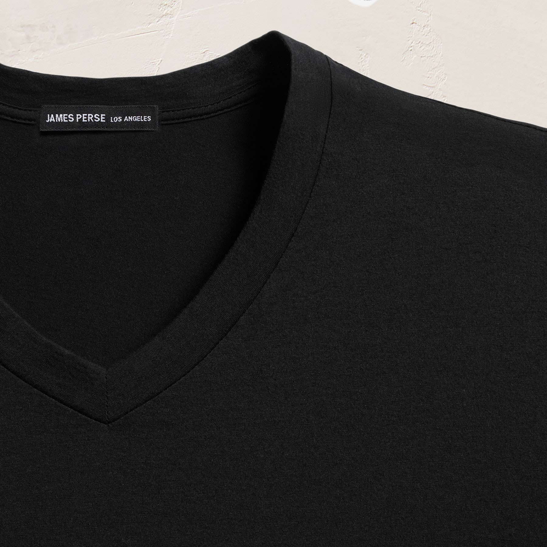 Luxe Lotus Jersey V Neck in Black | James Perse Los Angeles