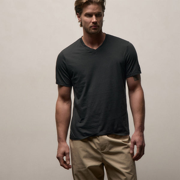 Luxe Lotus Jersey V Neck in Carbon | James Perse Los Angeles