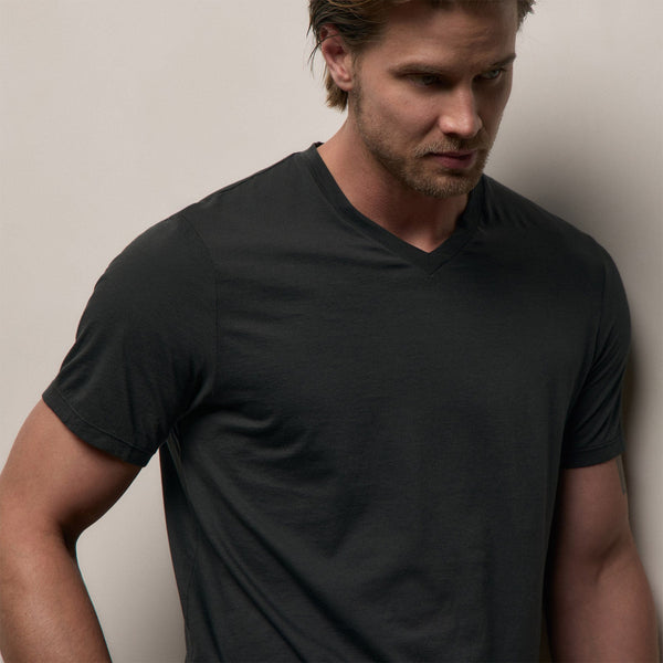Luxe Lotus Jersey V Neck in Carbon | James Perse Los Angeles