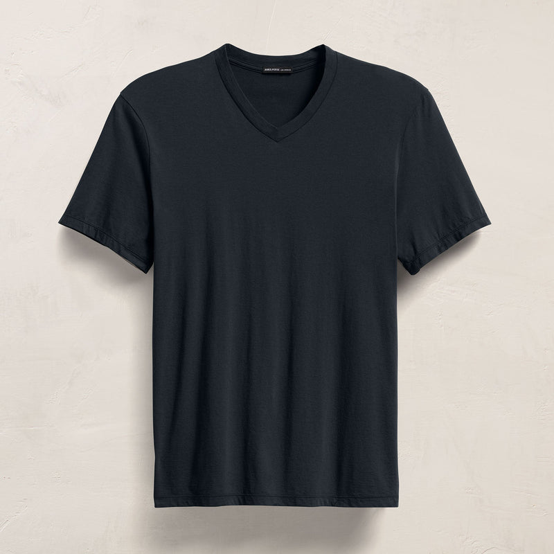 Luxe Lotus Jersey V Neck in French Navy | James Perse Los Angeles